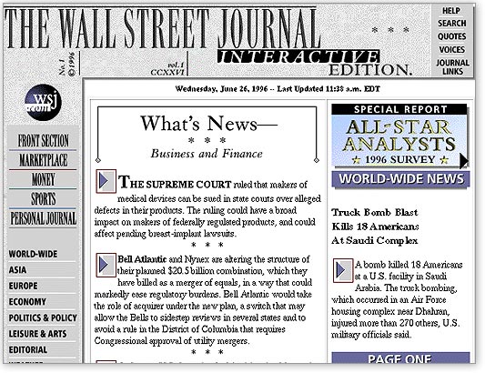 free word template newspaper wall street journal