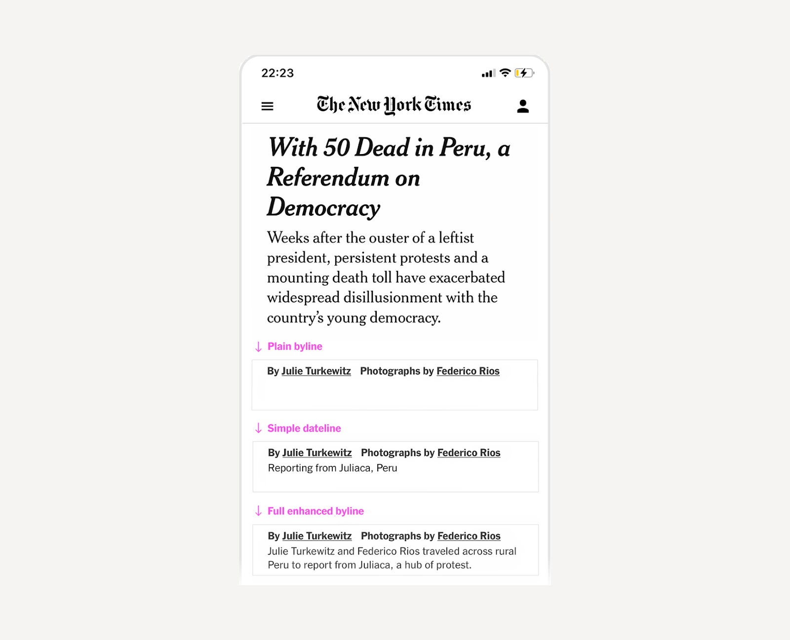 The New York Times launches “enhanced bylines,” with more information