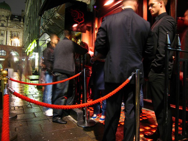 Velvet rope at a nightclub