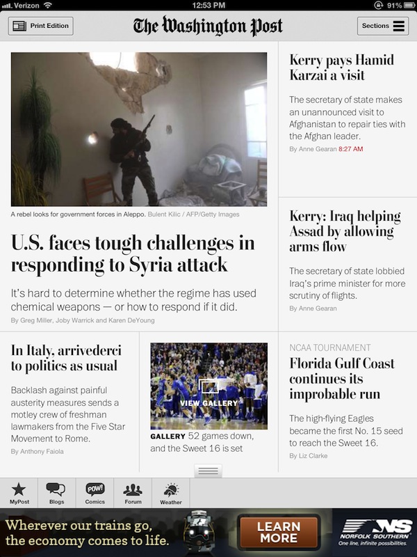 Post Classic”: The Washington Post integrates print edition into a new iPad app Journalism Lab